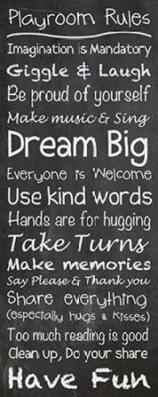 Playroom Rules Chalkwhite Poster Print by Lauren Gibbons - Item # VARPDXGLPL021B